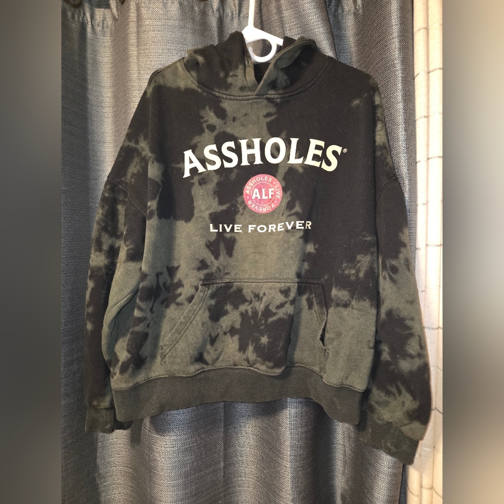 Black and Gray Tie-Dye Hoodie
